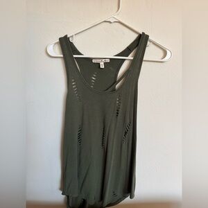 Express Olive Green Distressed Tank Top